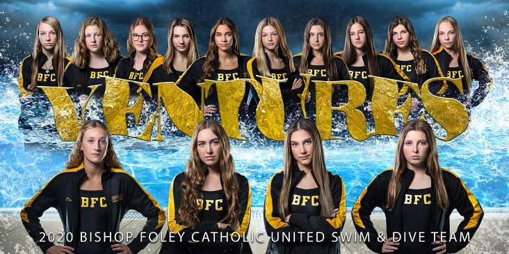 Bishop Foley Catholic United Swim ladies team portrait digital banner